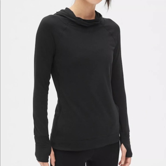 Gap Fit Long Sleeve Pullover Hoodie Top Thumbholes - Picture 1 of 7